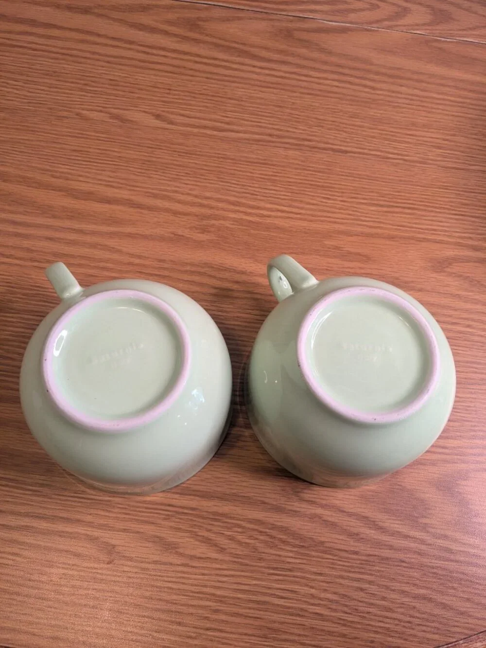 set of 2 jade green coffee tea mugs saturnia made in Italy ceramic 12oz